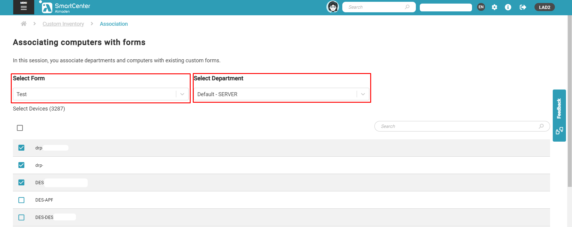 Custom Form Associate Test Associate Form