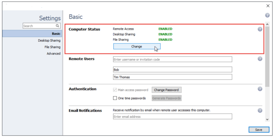 Screenshot 1 Automatos Remote Control Server