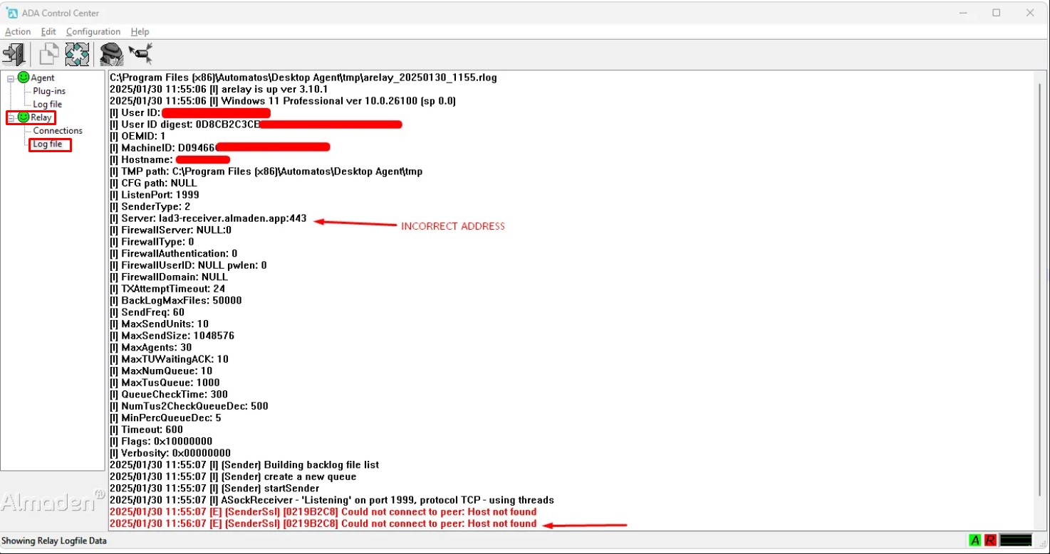 Relay Host not found 1 Relay - [E] (SenderSsl) [0219B2C8] Could not connect to peer: Host not found