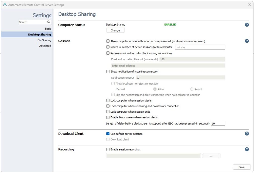 SRA Cfg4 Configuration - Automatos Remote Control Server