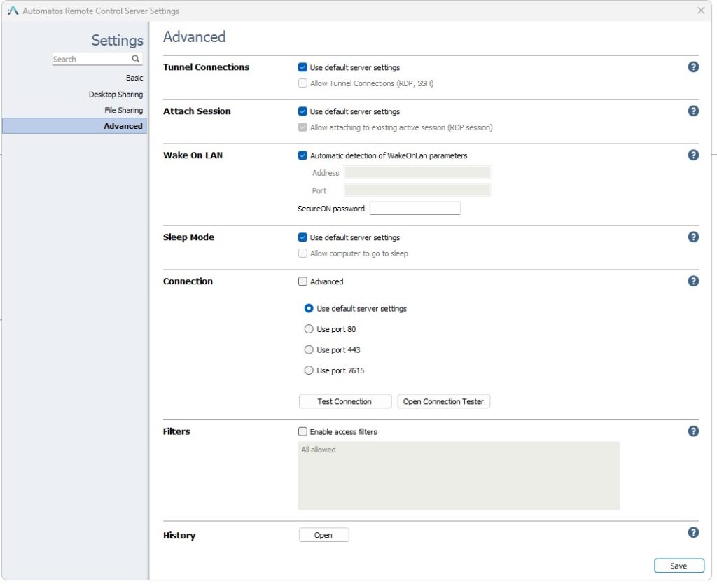 SRA Cfg6 Configuration - Automatos Remote Control Server