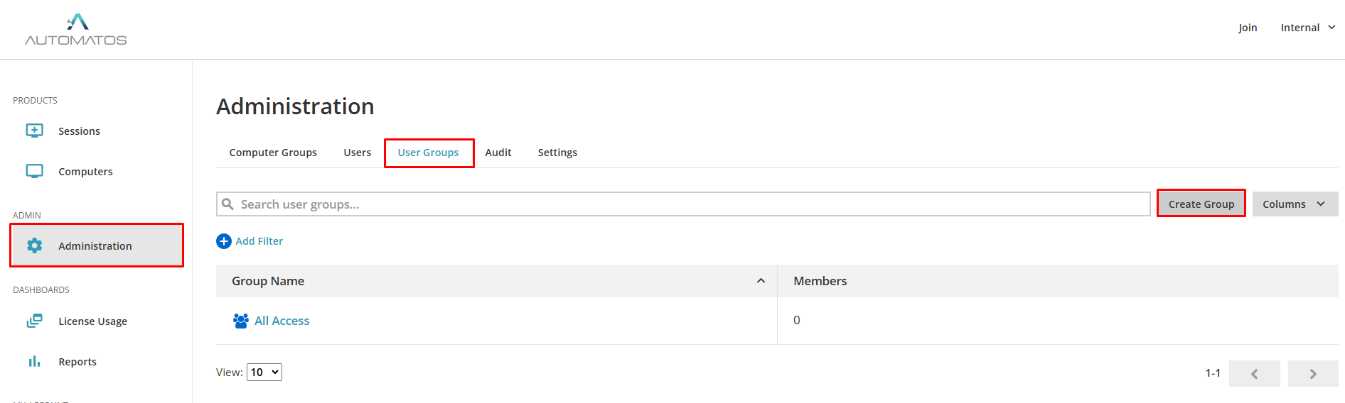 Administration - User Groups - Product Documentation