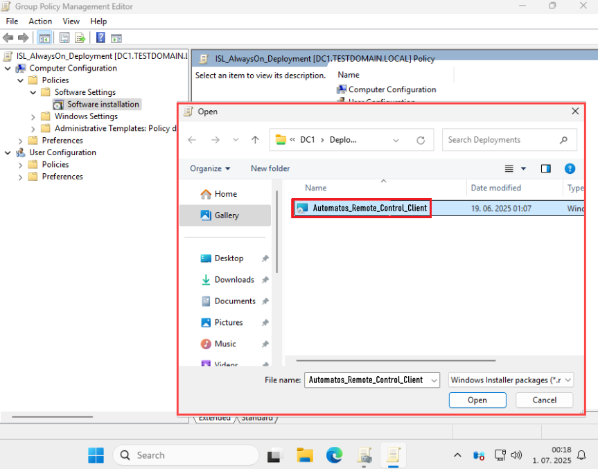 image 42 Deploy GPO - Automatos Remote Control Client / Server