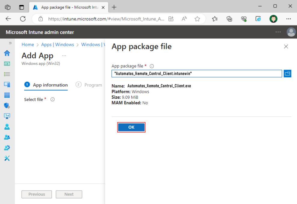 image 62 Intune Windows - Deploy Automatos Remote Control Client / Server