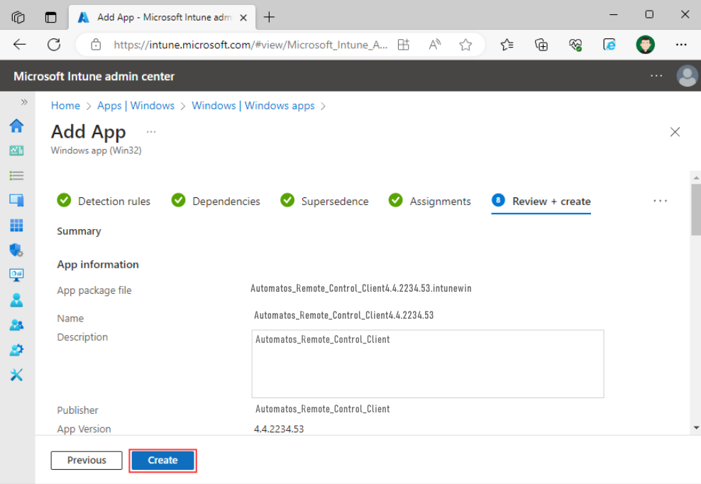 image 64 Intune Windows - Deploy Automatos Remote Control Client / Server